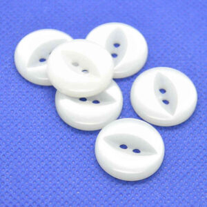 White fisheye buttons