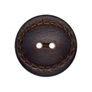 Brown leather effect button