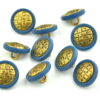 Metal basket weave buttons blue