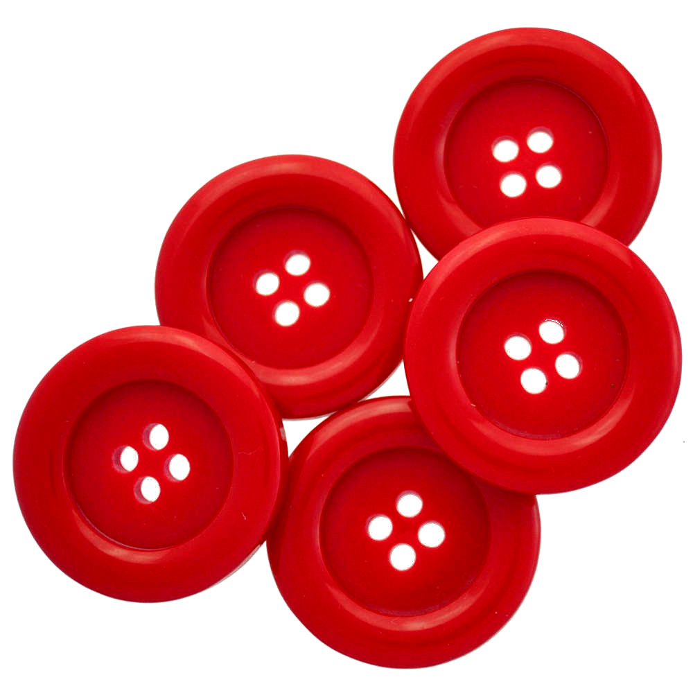 Round Red Buttons, Red Embellishment, Red Buttons - 4-Hole - 3/4in. - 3  Pieces/Pkg. (nmsl142)