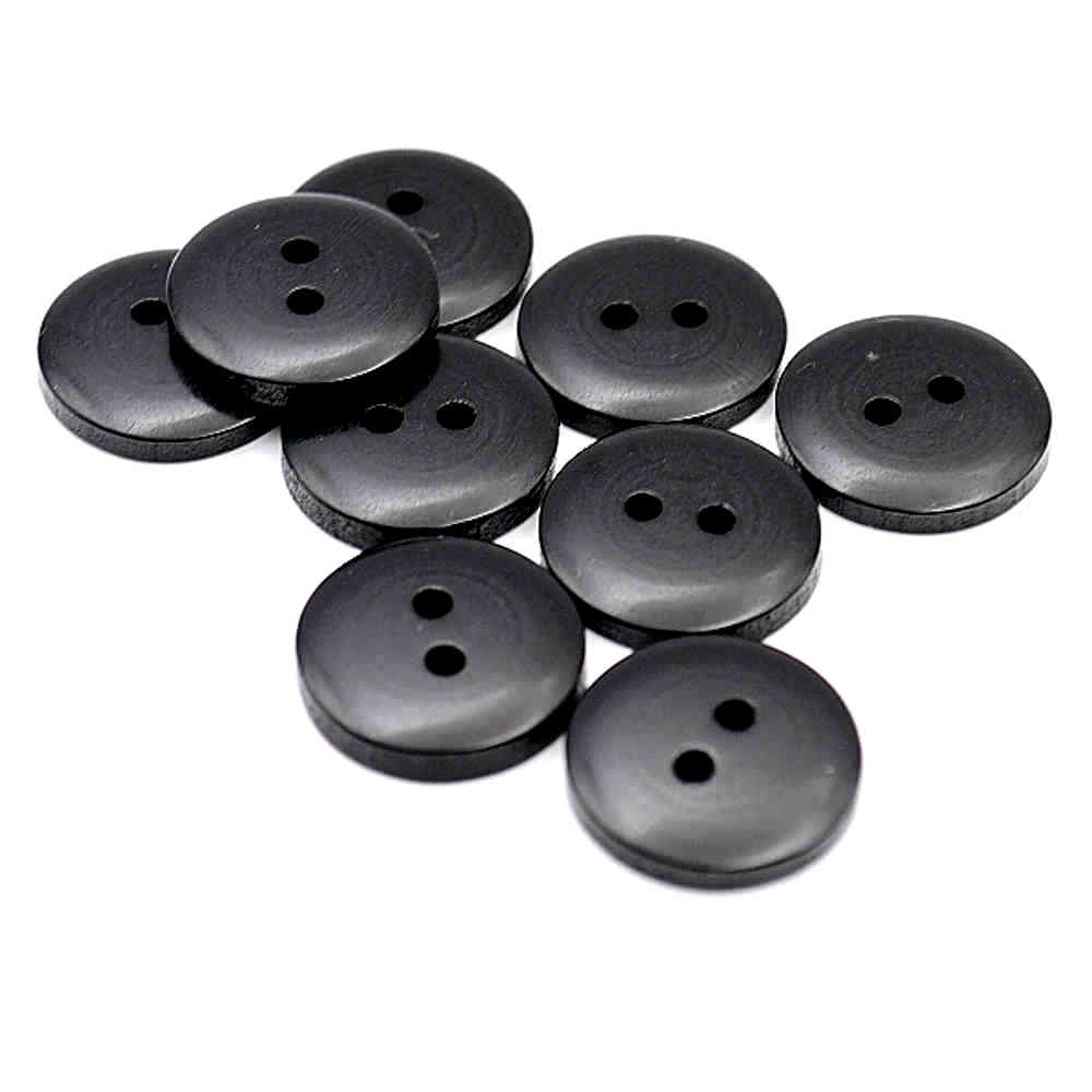 2 Hole Black Buttons 1/2 inch (15 pcs)