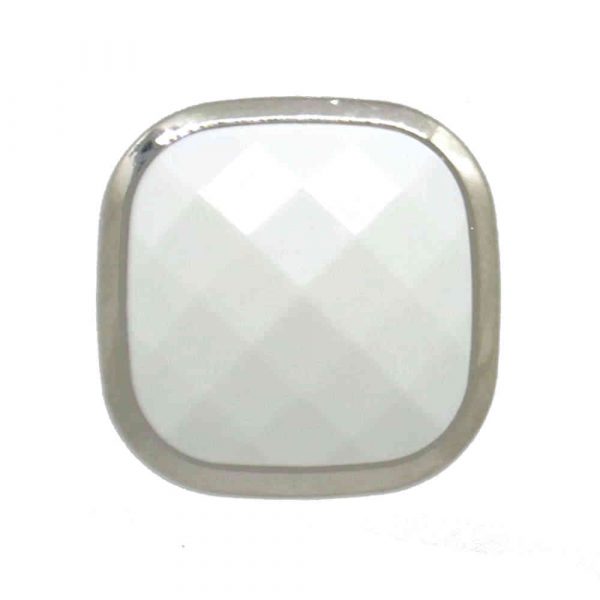 White faceted square buttons
