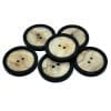 black rim pearlescent buttons
