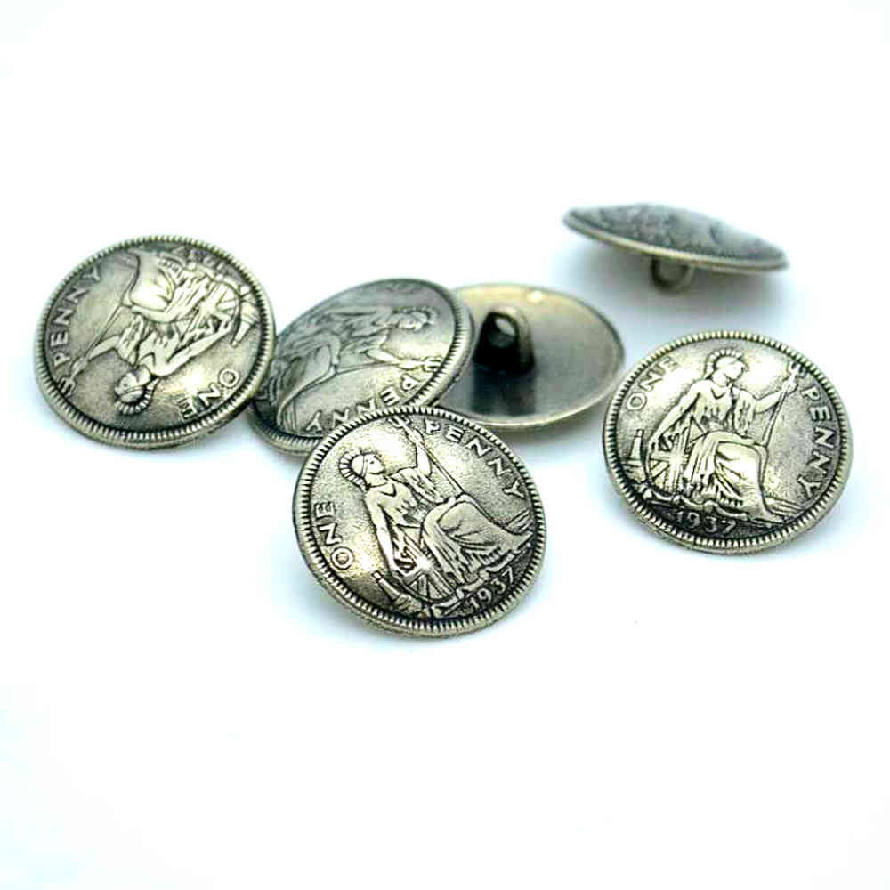 ONE PENNY BUTTONS Antique Silver - Nasias Buttons