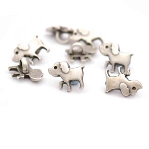 silver dog buttons