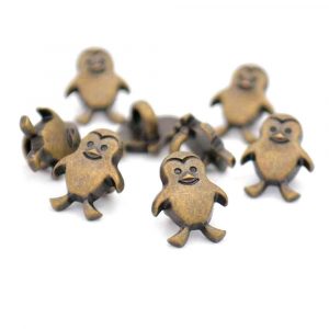 brass penguin buttons