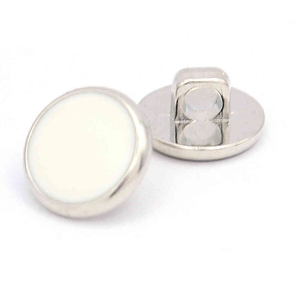 Silver rim white buttons